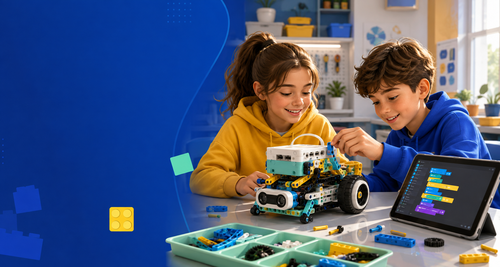 Uczniowie budują robota edukacyjnego